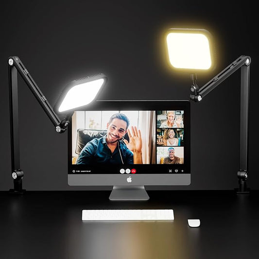 APEXEL Desk Video Conference Light for Zoom Meeting, Webcam Light with C-Clamp, 360° Rotate & Adjust Arm, Desk Zoom Light for Home Office, Laptop Video Calls, Live Streaming, Video Recording Podcast