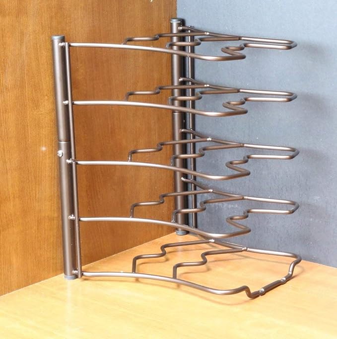 DecoBros - Estante organizador de sartenes para encimera de cocina, bronce