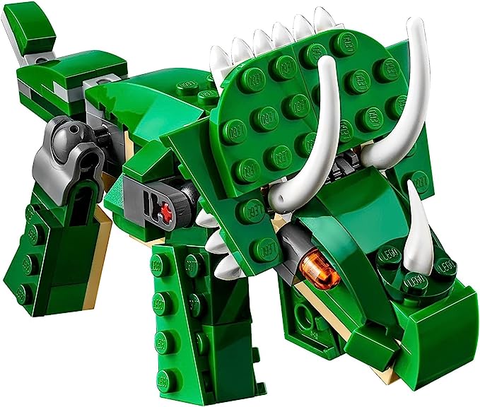 LEGO Creator 3 en 1 Mighty Dinosaur Toy se transforma de T-Rex a triceratops a figuras de dinosaurio pterodáctilo, gran regalo para niños y niñas de 7 a 12 años, 31058