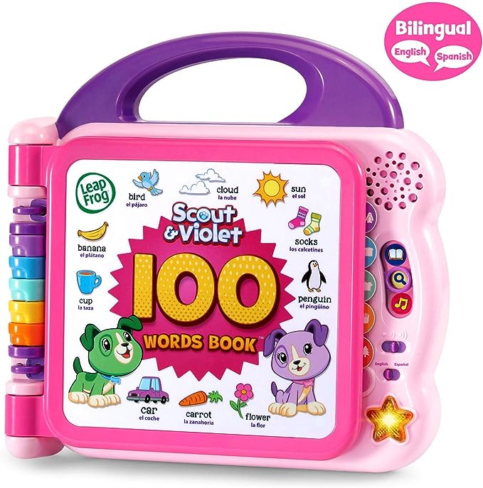 LeapFrog - Libro interactivo Scout and Violet 100 Words Book (exclusivo de Amazon), color púrpura