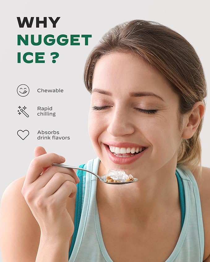 Silonn Nugget Ice Maker Countertop, Pebble Ice Maker with Soft Chewable Ice, One-Click Operation Ice Machine with Self-Cleaning, 33lbs/24H, Stainless Steel