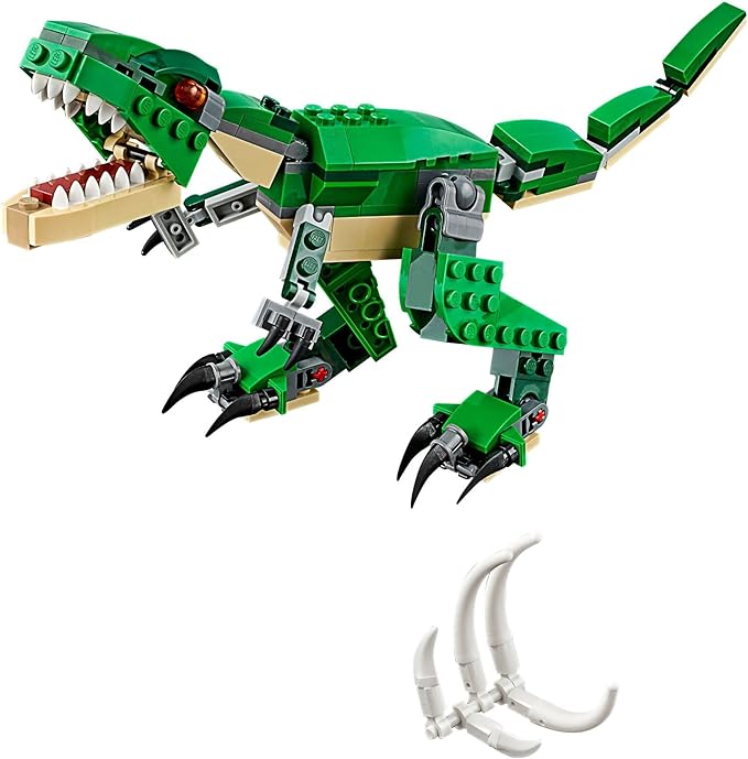 LEGO Creator 3 en 1 Mighty Dinosaur Toy se transforma de T-Rex a triceratops a figuras de dinosaurio pterodáctilo, gran regalo para niños y niñas de 7 a 12 años, 31058