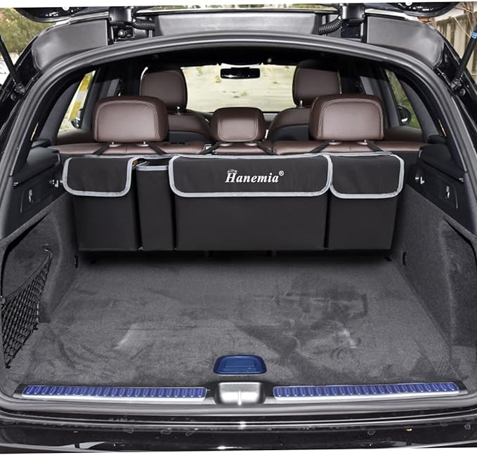 Organizador y almacenamiento para maletero de auto, organizador colgante para SUV, camioneta, impermeable, bolsa de almacenamiento de carga plegable con 4 bolsillos, accesorios interiores de auto para hombres y mujeres