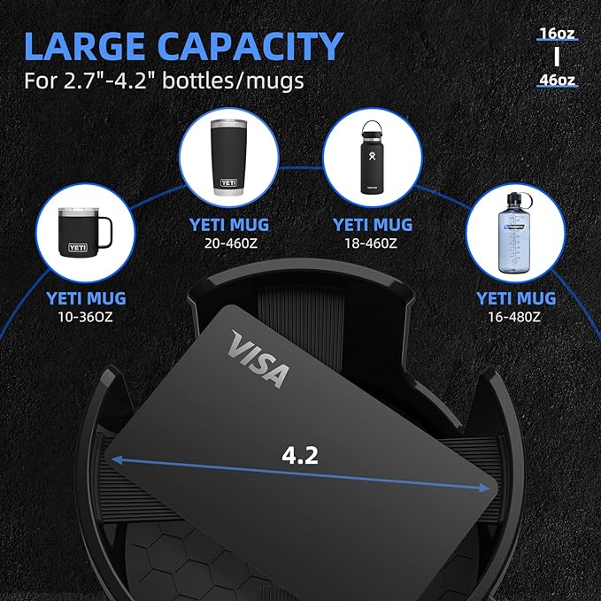 Expansor de portavasos de automóvil, adaptador extensor de portavasos para automóvil con base expandible, se adapta a Yeti de 20/26/30/46 onzas, Hydroflask 32/40 onzas, botellas de agua grandes