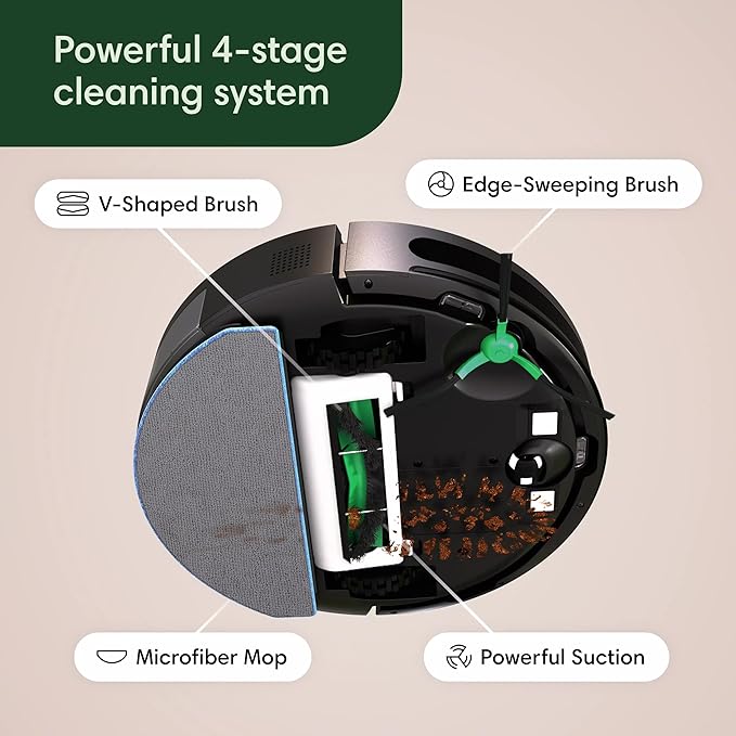 iRobot Roomba Combo Robot Aspirador y Trapeador (Y0110) - Fácil de usar, succión de elevación de potencia, aspiradoras y trapeadores, limpieza multisuperficie, navegación inteligente limpia en filas