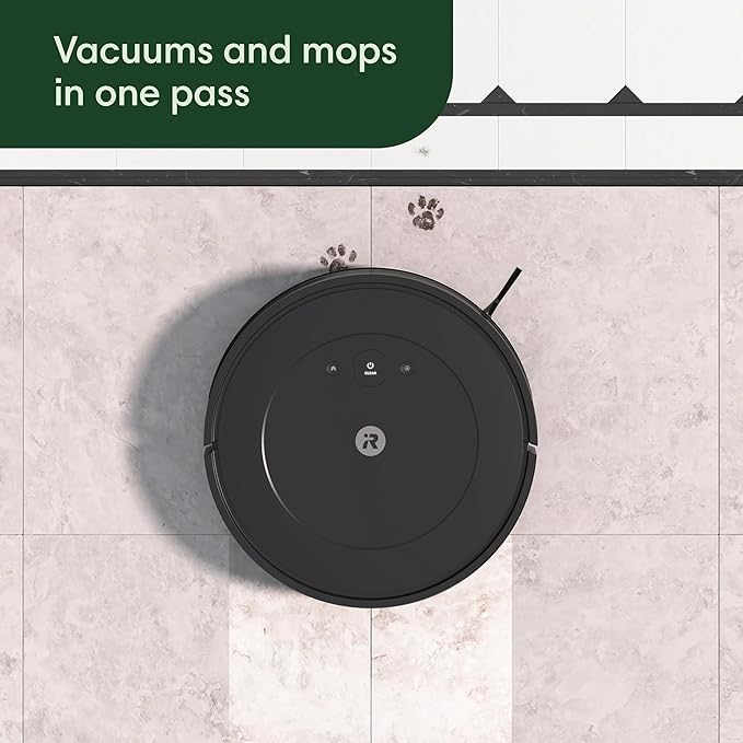 iRobot Roomba Combo Robot Aspirador y Trapeador (Y0110) - Fácil de usar, succión de elevación de potencia, aspiradoras y trapeadores, limpieza multisuperficie, navegación inteligente limpia en filas