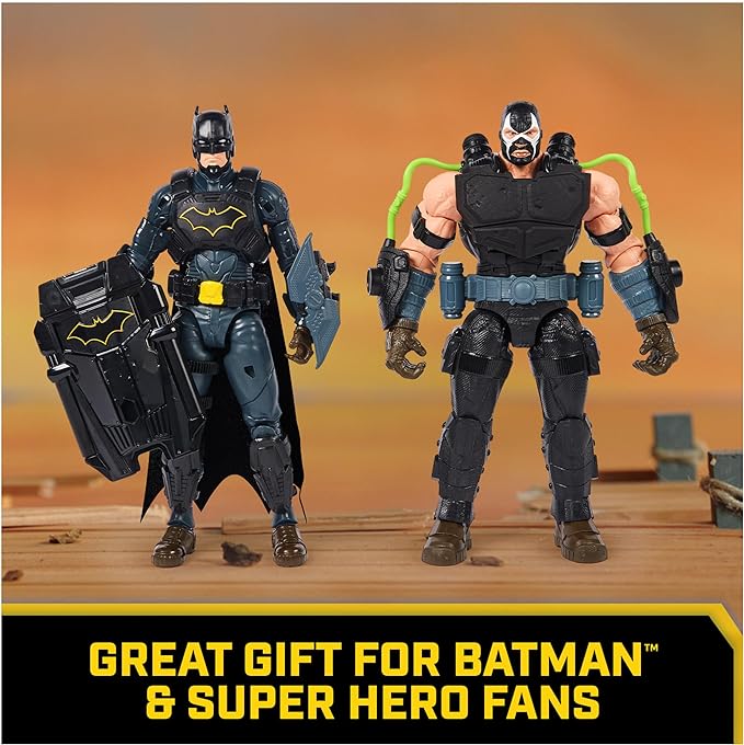 DC Comics, Paquete de batalla de Batman Adventures, juego de figuras de acción de Bane y Batman, 14 accesorios de armadura, juguete de superhéroe de 12 pulgadas para niños y niñas