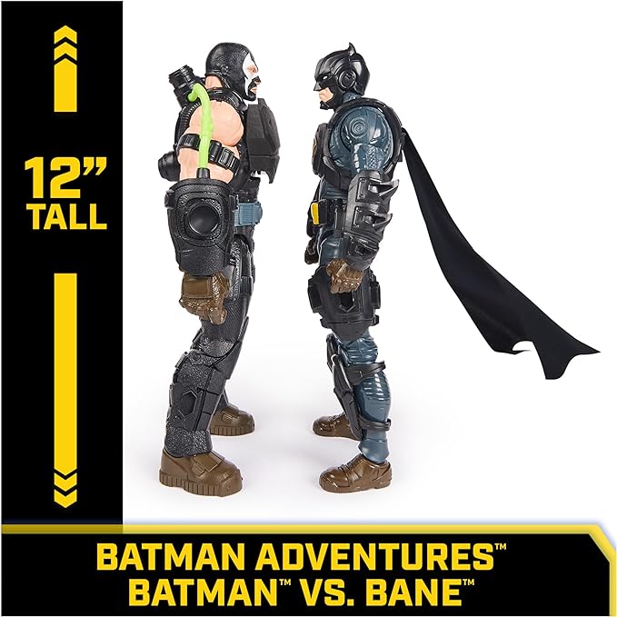 DC Comics, Paquete de batalla de Batman Adventures, juego de figuras de acción de Bane y Batman, 14 accesorios de armadura, juguete de superhéroe de 12 pulgadas para niños y niñas