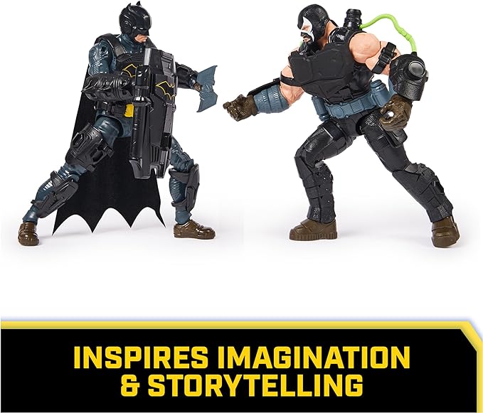 DC Comics, Paquete de batalla de Batman Adventures, juego de figuras de acción de Bane y Batman, 14 accesorios de armadura, juguete de superhéroe de 12 pulgadas para niños y niñas