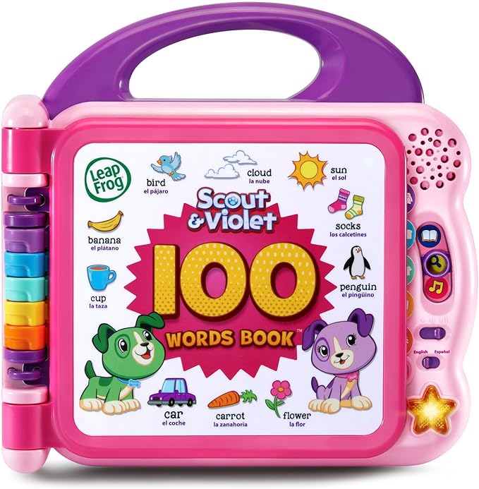 LeapFrog - Libro interactivo Scout and Violet 100 Words Book (exclusivo de Amazon), color púrpura