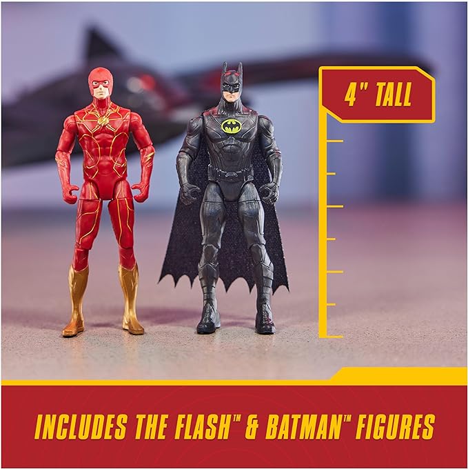 DC Comics, The Flash Ultimate Batwing Set The Flash y Batman figuras de acción, juego de 4 pulgadas para niños y niñas de 3 años en adelante