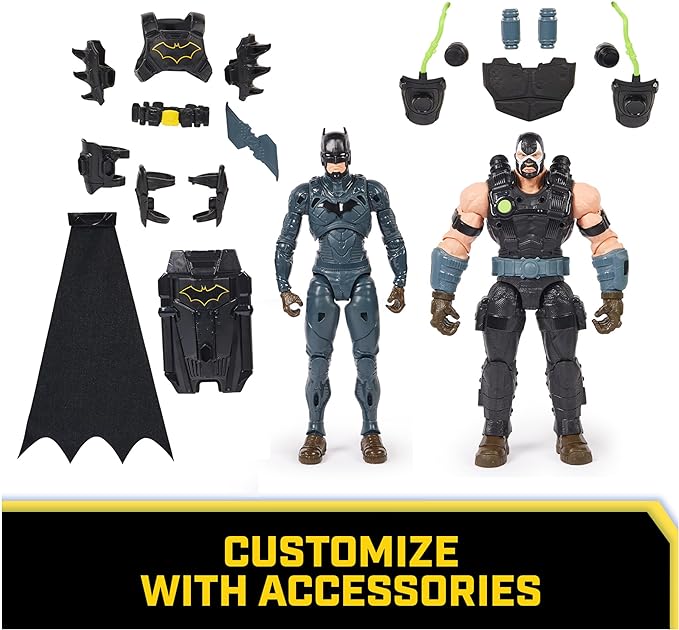 DC Comics, Paquete de batalla de Batman Adventures, juego de figuras de acción de Bane y Batman, 14 accesorios de armadura, juguete de superhéroe de 12 pulgadas para niños y niñas